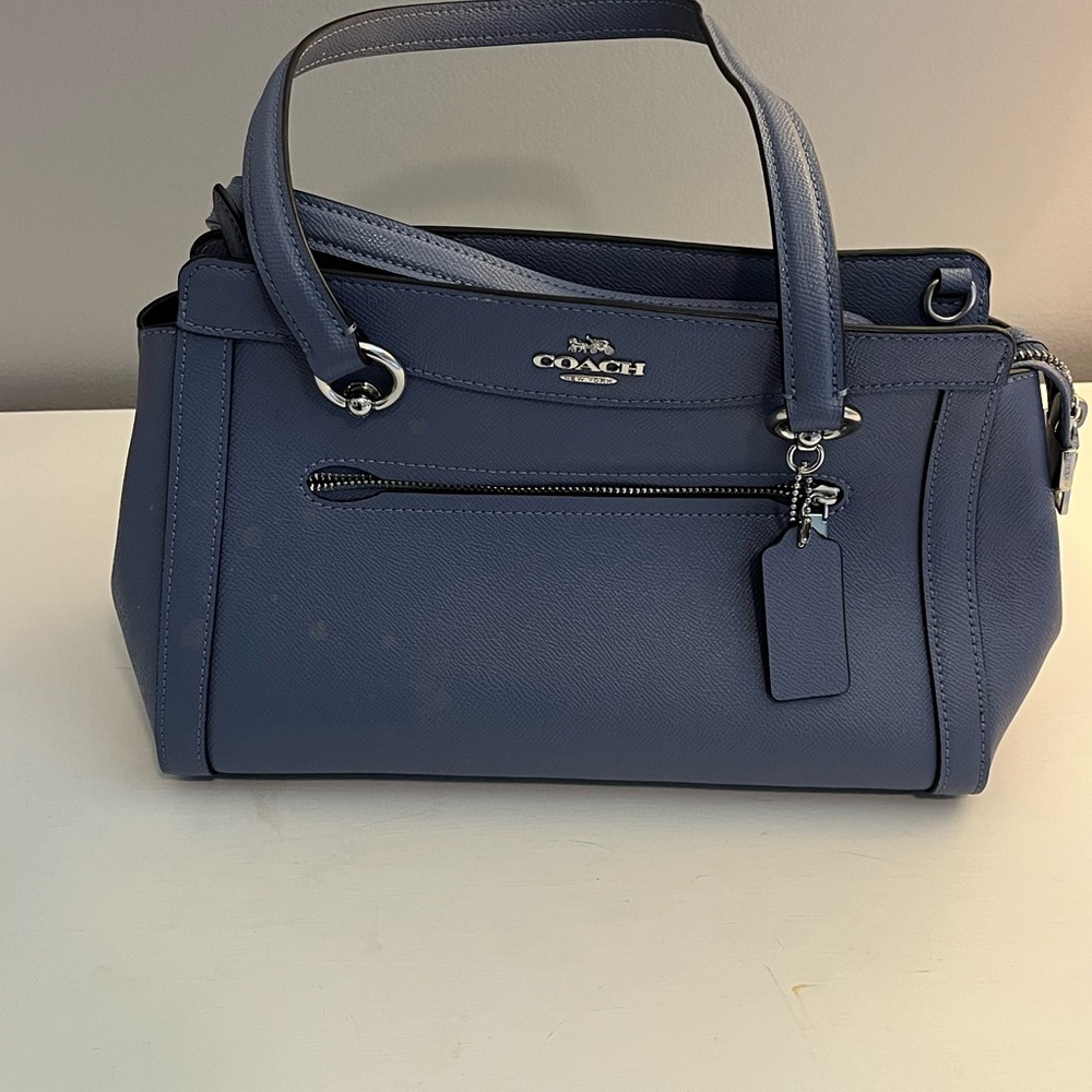 Coach Elegant Blue Satchel with Silver Details